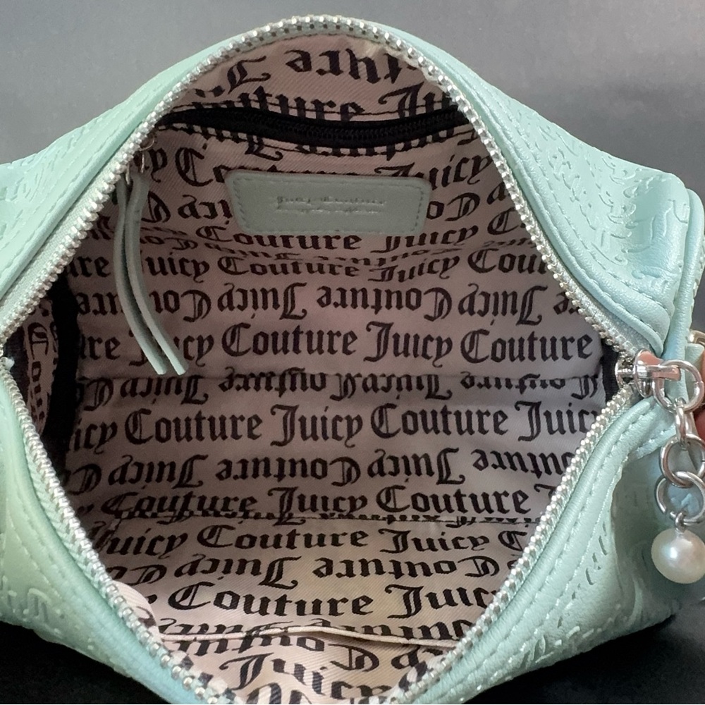 Juicy Couture YK2 String Of Pearls Roll Bag Pastel Turq - Rhinestone logo - Picture 8 of 8